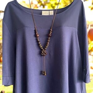 Bohemian Beaded Ceramic Brown Adjustable Necklace Ethnic Style Flower Pendant‎